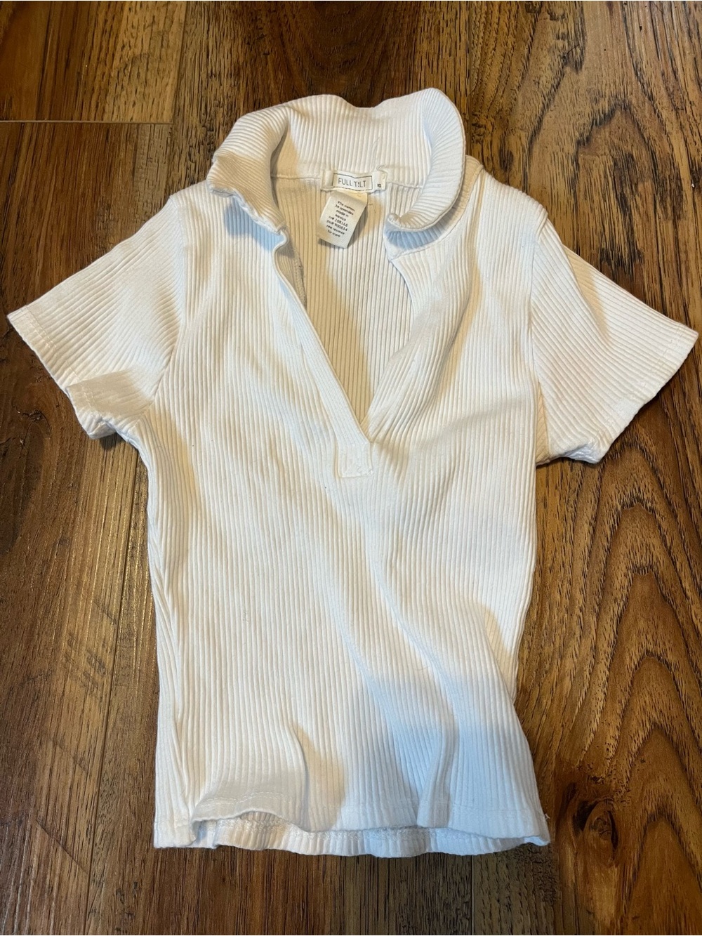 White Ribbed Polo Tee